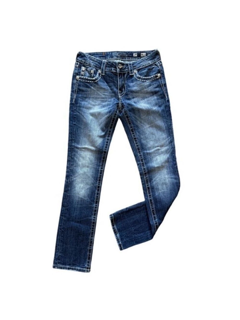 MISS ME Jeans Straight Leg Size 27 Low Rise Medium Wash